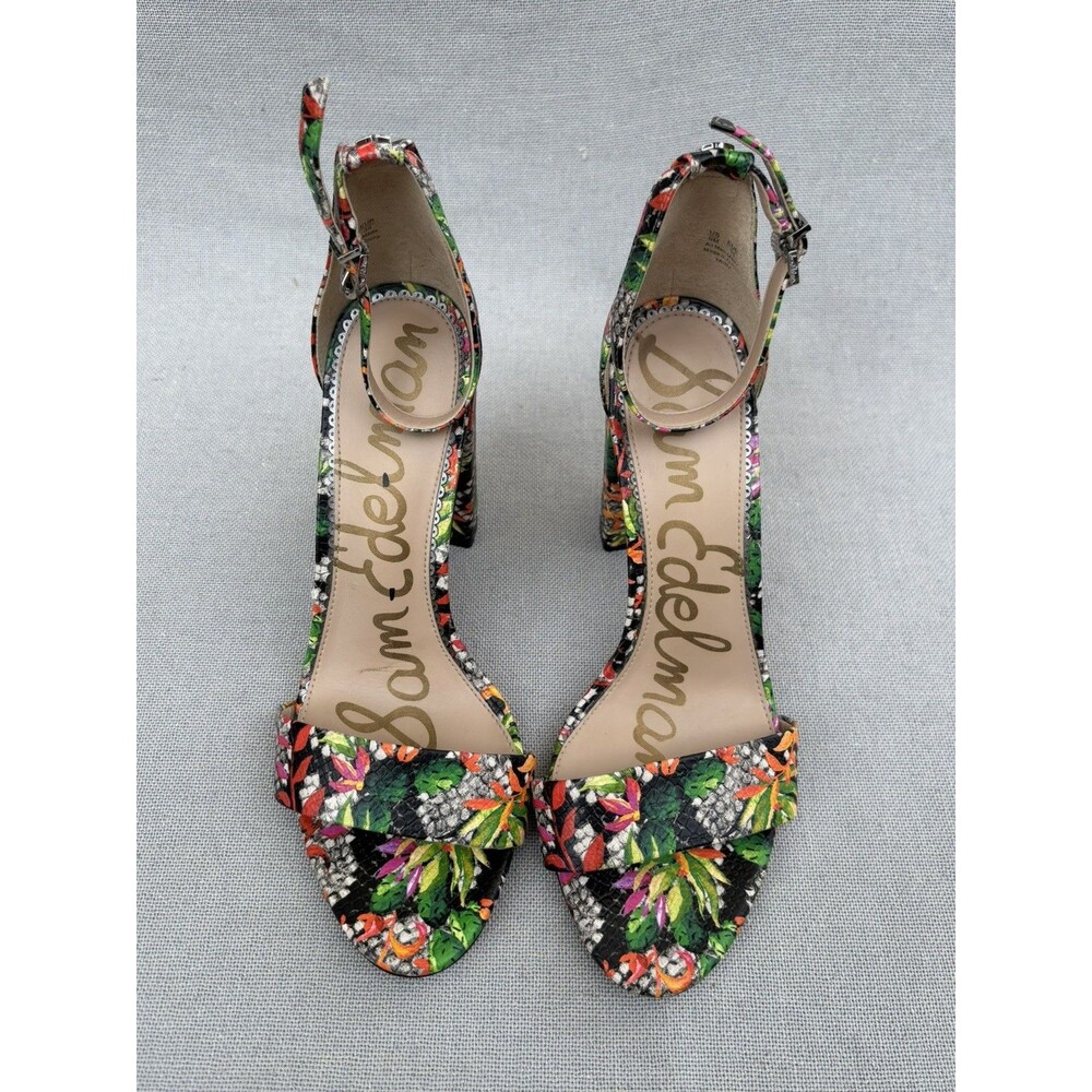 SAM EDELMAN Yaro Ankle Strap Size 9M Block Heel Sandals Floral
